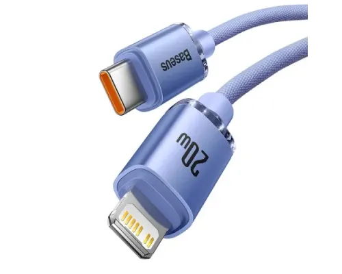 PD кабель Baseus Crystal Shine Series Fast Charging Type-C to iP 20W 1.2mPurple CAJY000205 mag-6932172602765144950