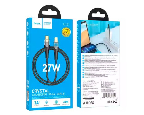 PD Кабель HOCO U121 Gold standard Transparent Discovery Edition iP 1,2m. Black mag-6942007606950131810