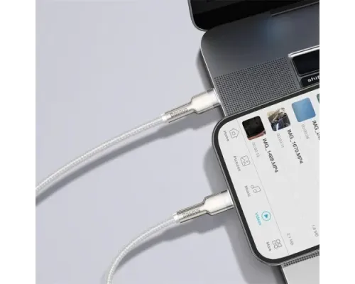 PD Кабель Baseus Cafule Series Metal Data Cable Type-C to iP PD 20W 2m White CATLJK-B02 mag-6953156202115144173