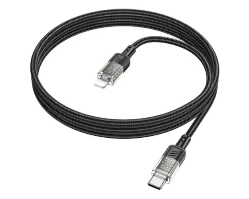 PD Кабель HOCO U129 Spirit PD transparent charging data cable iP 1,2m. Black mag-6942007612388151466