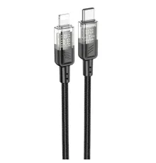 PD Кабель HOCO U129 Spirit PD transparent charging data cable iP 1,2m. Black mag-6942007612388151466