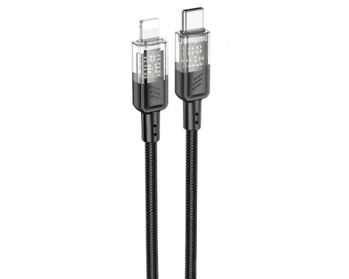 PD Кабель HOCO U129 Spirit PD transparent charging data cable iP 1,2m. Black mag-6942007612388151466
