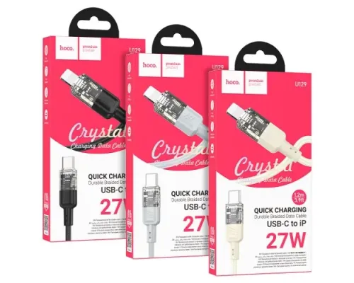 PD Кабель HOCO U129 Spirit PD transparent charging data cable iP 1,2m. Black mag-6942007612388151466