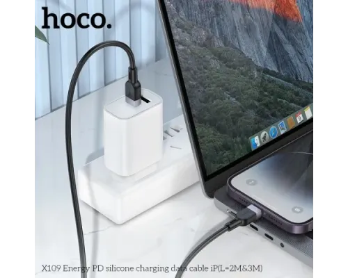PD Кабель HOCO X109 Energy silicone charging data cable Type-C-to-iP 27W/2m. Black mag-6942007636285145278