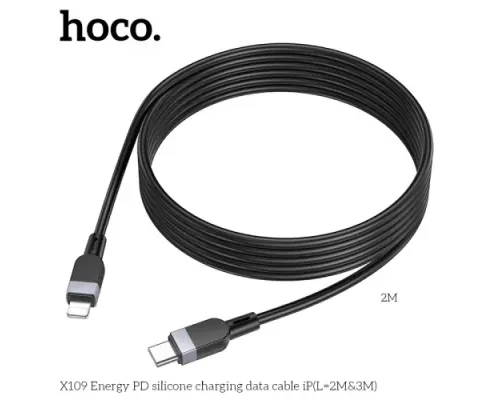 PD Кабель HOCO X109 Energy silicone charging data cable Type-C-to-iP 27W/2m. Black mag-6942007636285145278