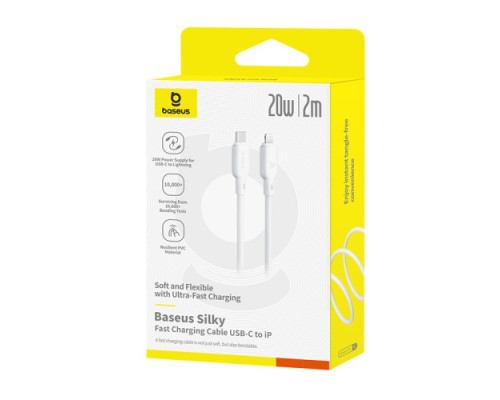 PD Кабель Baseus Silky Series Type-C to Lightning 20W 2m White P10377700213-01 mag-6932172668921107255
