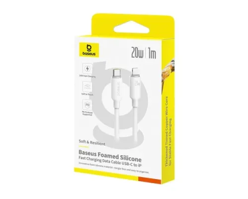 PD Кабель Baseus Foamed Silicone Type-C to Lightning 20W 1m White E0426A01 mag-6932172693954145757