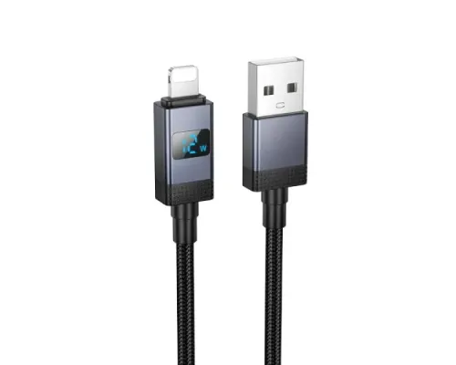 Кабель HOCO X118 Generous charging data cable with display iP black mag-6942007655071145299