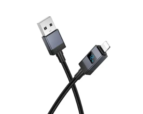 Кабель HOCO X118 Generous charging data cable with display iP black mag-6942007655071145299