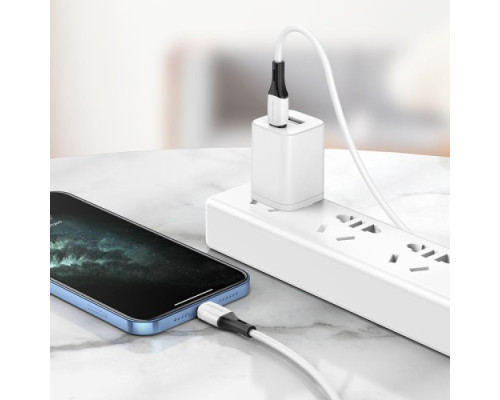 PD Кабель BOROFONE BX79 Silicone charging data cable Type-C to Lightning 20W/1m білий mag-6974443384734137640