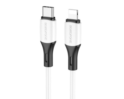 PD Кабель BOROFONE BX79 Silicone charging data cable Type-C to Lightning 20W/1m білий mag-6974443384734137640