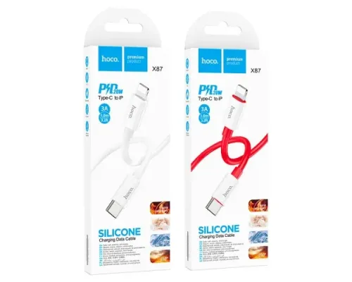 PD Кабель HOCO X87 Magic silicone PD charging data cable for iP PD20W/1m. White mag-6931474783189146023