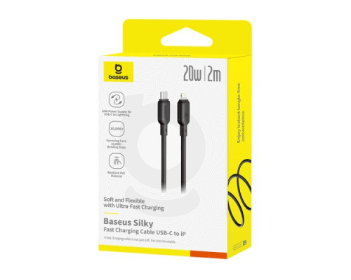 PD Кабель Baseus Silky Series Type-C to Lightning 20W 2m Black P10377700113-01 mag-6932172668778107242