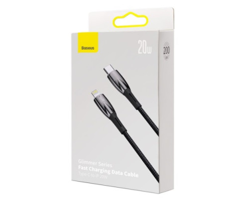 PD Кабель Baseus Glimmer Series Fast Charging Data Type-C to iP 20W 2m Black CADH000101 дефект пакув mag-2000001596302136399