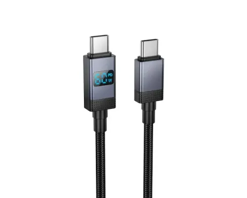 PD Кабель HOCO X118 Generous 60W charging data cable with display C to C black mag-6942007655095145300
