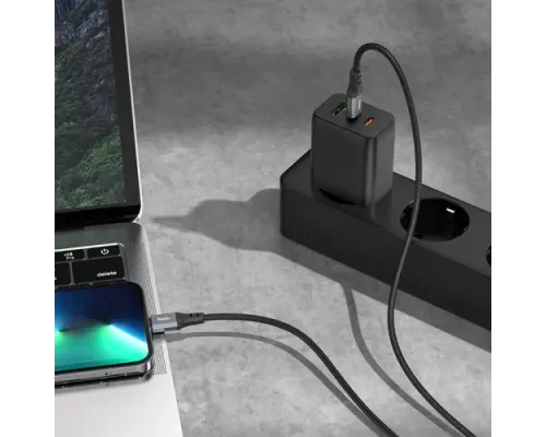 PD Кабель HOCO X86 iP Spear PD silicone charging data cable 1м Black mag-6931474777898152099