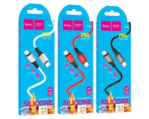 PD Кабель HOCO X86 iP Spear PD silicone charging data cable 1м Black mag-6931474777898152099
