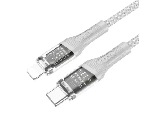 PD Кабель HOCO U111 iP Transparent Discovery Edition PD 20W/1,2m charging data cable Gray mag-6931474778222153244