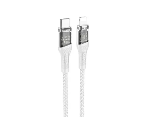 PD Кабель HOCO U111 iP Transparent Discovery Edition PD 20W/1,2m charging data cable Gray mag-6931474778222153244