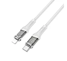 PD Кабель HOCO U111 iP Transparent Discovery Edition PD 20W/1,2m charging data cable Gray mag-6931474778222153244