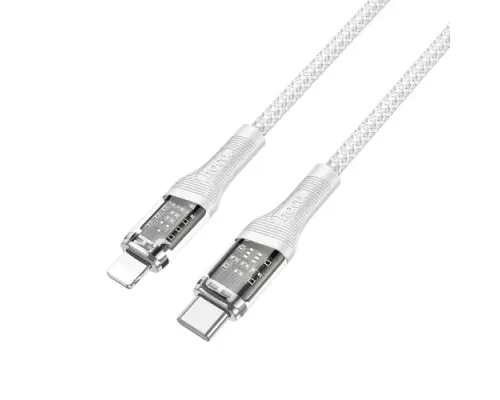 PD Кабель HOCO U111 iP Transparent Discovery Edition PD 20W/1,2m charging data cable Gray mag-6931474778222153244