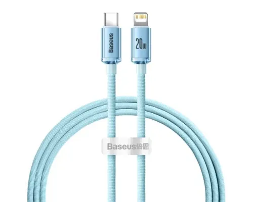 PD кабель Baseus Crystal Shine Series Fast Charging Type-C to iP 20W 1.2m Sky Blue CAJY001303 mag-6932172614461144955