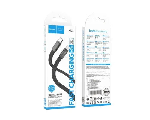 PD Кабель HOCO X125 Exceso charging data cable C to C 60W/1m Black mag-6942007671682153055