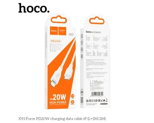 PD Кабель HOCO X93 Force PD20W charging data cable for Lightning 1m. White mag-6931474790651152100