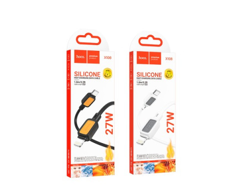 PD Кабель HOCO X108 Benefit PD silicone charging data cable iP 27W/1m White mag-6942007632188131849