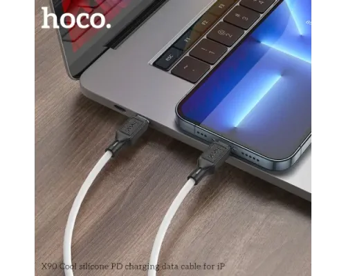 PD Кабель HOCO X90 Cool silicone charging data cable PD-to-Lightning 3A/PD20W/1m. White mag-6931474788399144002
