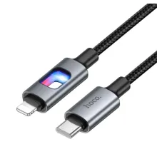 PD Кабель HOCO U144 27W charging data cable Type-C to iP 1.2m Black mag-6942007659543154156