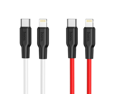 PD Кабель HOCO X21 Plus Silicone PD for Lightning-to-USB-C 20W/3A/1m. black&white mag-6931474742162142590