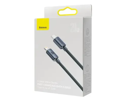 PD кабель Baseus Crystal Shine Series Fast Charging Type-C to iP 20W 1.2m Black CAJY000201 mag-6932172602741144949