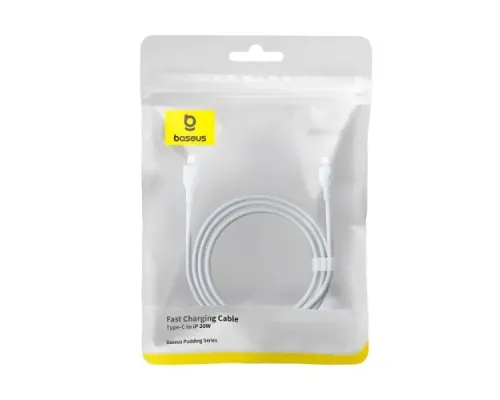 PD кабель Baseus Pudding Series Fast Charging Cable Type-C to iP 20W 1.2m White P10355701221-00 mag-6932172634216145701