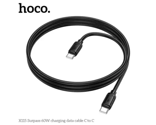 PD Кабель HOCO X115 Surpass 60W charging data cable C to C 1m. Black mag-6942007651998144072