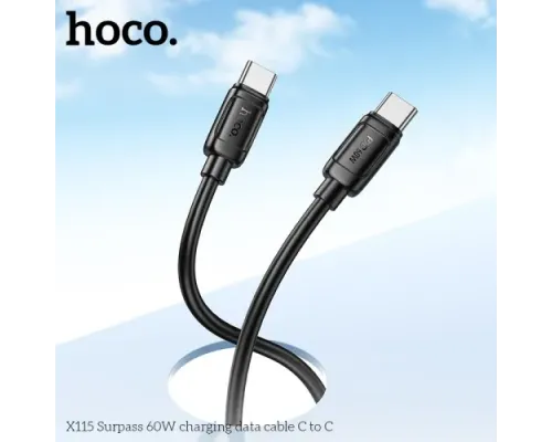 PD Кабель HOCO X115 Surpass 60W charging data cable C to C 1m. Black mag-6942007651998144072