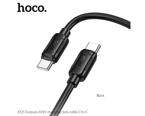 PD Кабель HOCO X115 Surpass 60W charging data cable C to C 1m. Black mag-6942007651998144072