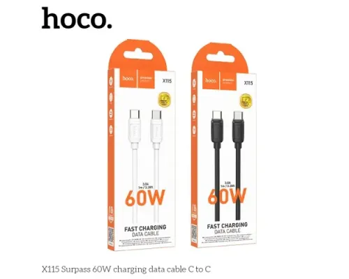 PD Кабель HOCO X115 Surpass 60W charging data cable C to C 1m. Black mag-6942007651998144072