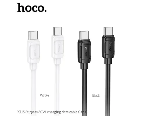 PD Кабель HOCO X115 Surpass 60W charging data cable C to C 1m. Black mag-6942007651998144072