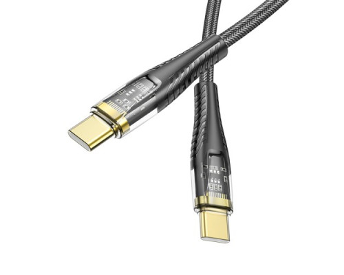 PD Кабель HOCO U121 Gold standard Transparent Discovery Edition 60W Typе-С to Type-C 1.2m Black mag-69420076069811749