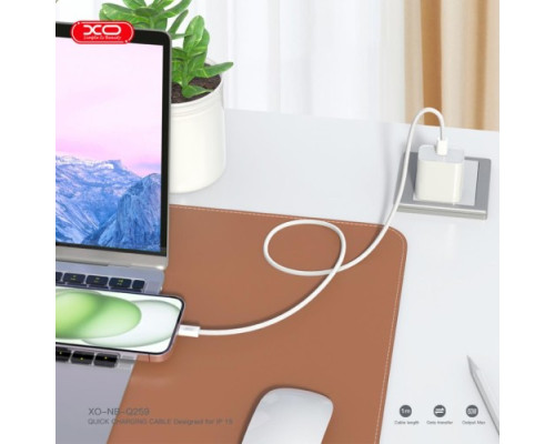 Кабель XO NB-Q259 Woven data cable Type-c to Type-c 60W/1m Білий mag-69206808518051056