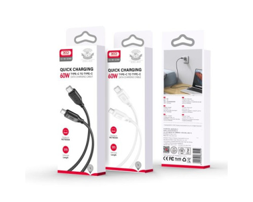 Кабель XO NB-Q236B Braided Type-c to TYPE-C 60W Data Cable Чорний mag-69206808342591037