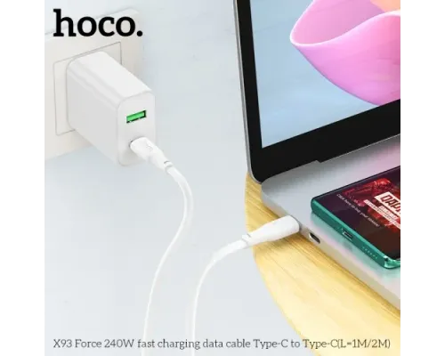 PD Кабель HOCO X93 Force 240W fast charging data cable Type-C to Type-C 2m. White mag-6931474790743144005