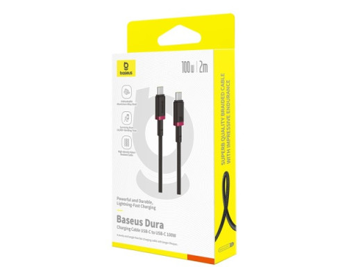 PD кабель Baseus Dura Series Type-C to Type-C 100W 2m Black-red P10377803U01-03 mag-6932172669973135968