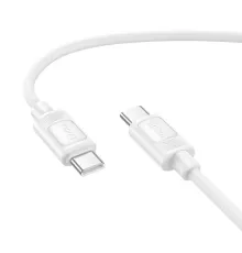 PD Кабель HOCO X122 Benefit 60W silicone charging data cable C to C 1m White mag-6942007662253154148