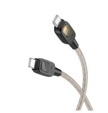 PD Кабель HOCO U124 Stone 60W silicone intelligent power-off Type-C to Type-C 1.2m black mag-69420076107591706