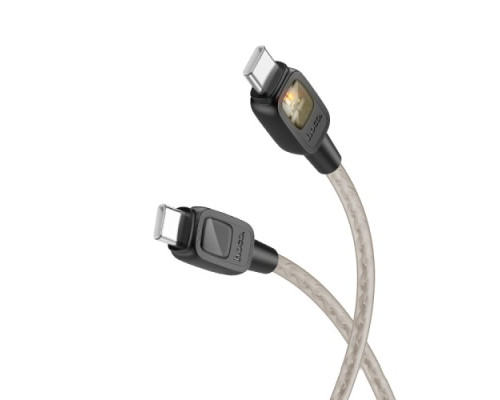 PD Кабель HOCO U124 Stone 60W silicone intelligent power-off Type-C to Type-C 1.2m black mag-69420076107591706
