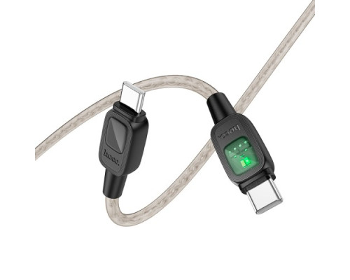 PD Кабель HOCO U124 Stone 60W silicone intelligent power-off Type-C to Type-C 1.2m black mag-69420076107591706