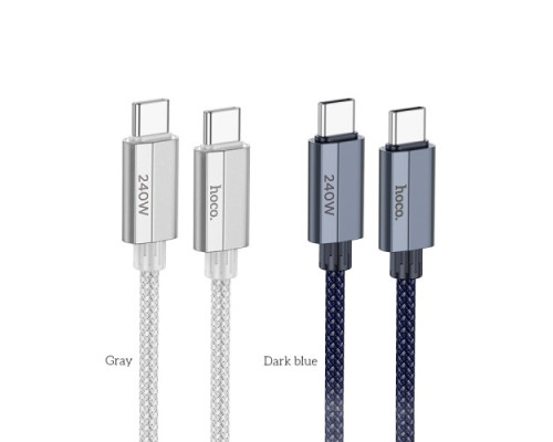 PD Кабель HOCO U134 Primero 240W charging data cable Type-C to Type-C 5A/1.8m Gray mag-6942007620086137289