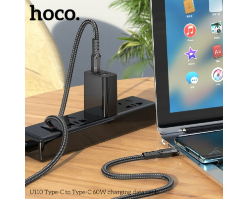 PD Кабель HOCO U110 PD Type-C to Type-C 60W charging data cable 1,2m. Black mag-6931474770622139097